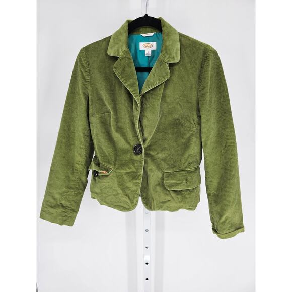 Vintage Y2K Talbots Womens Sz 4 Single Button Corduroy Blazer Jacket Green - Picture 1 of 4